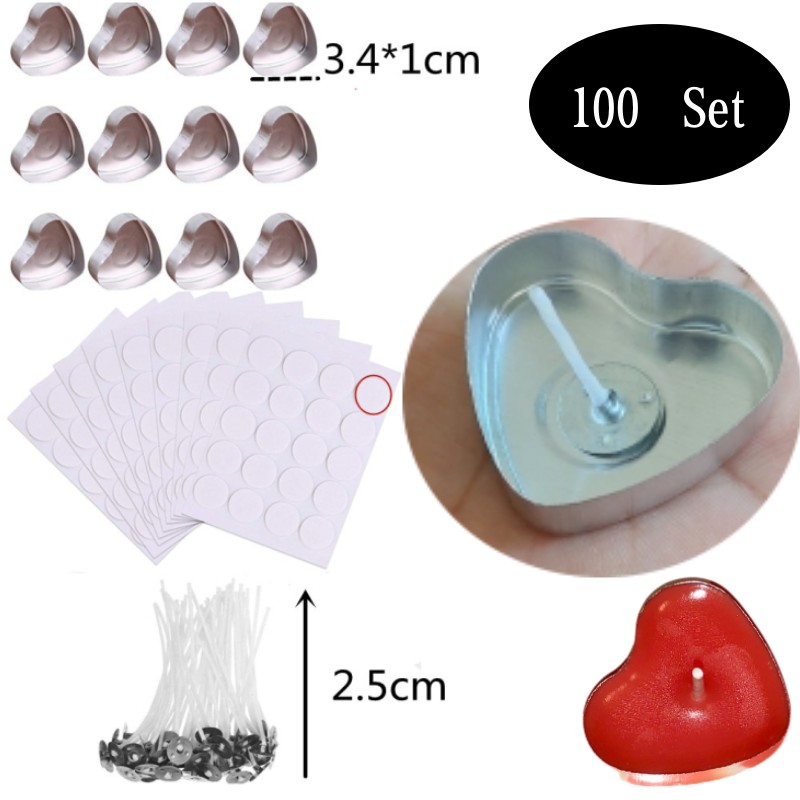 Candle Supplies In Bulk - 100 zestawów w kształcie serca Puste