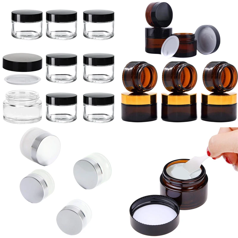 Candle Supplies Glass Jars - 5 sztuk 5g-100g Mini bursztynowe okrągłe