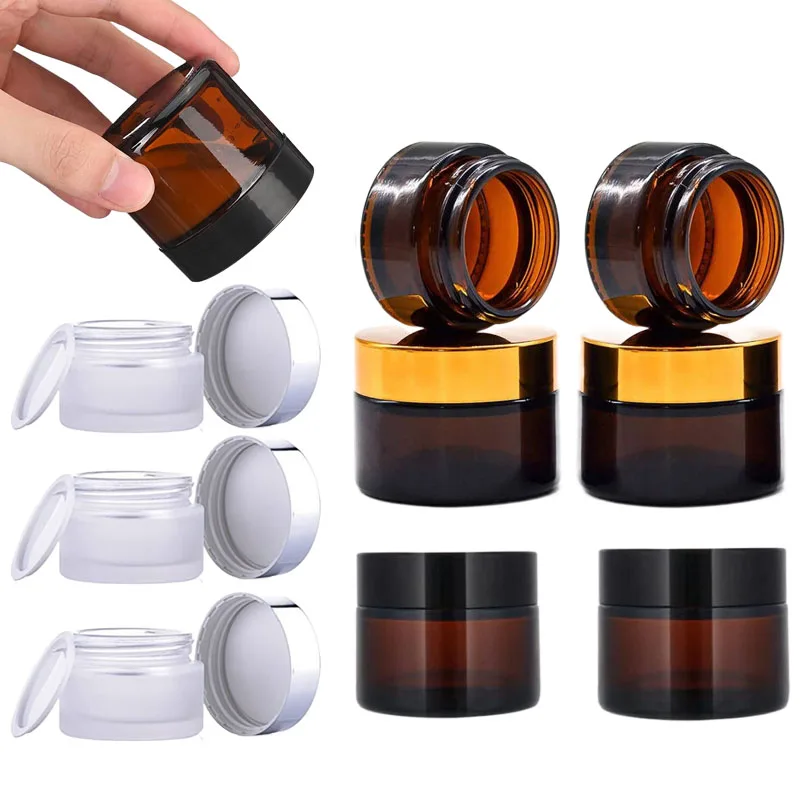 Candle Supplies Glass Jars - 5 szt. Bursztynowe puste szklane słoiki/pojemniki